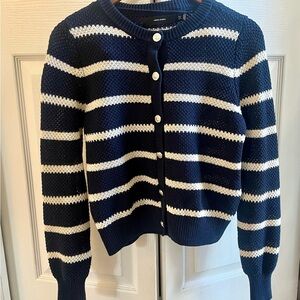 Vero Moda Navy and White Striped Cardigan